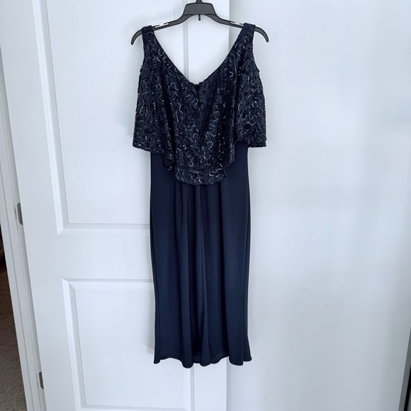 Marina Navy Blue Formal Dress Lace Sequins Size 10 - Picture 11 of 16